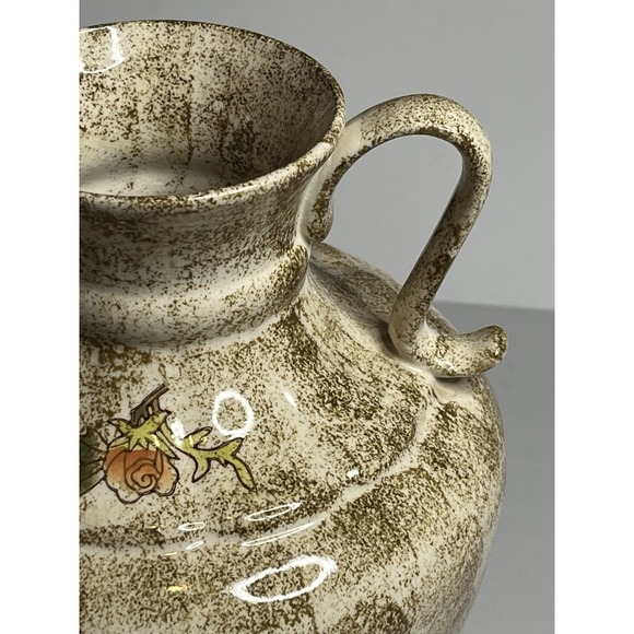 Vintage-Style Ceramic Floral Decorative Vase Urn With Handles - Picture 4 of 8